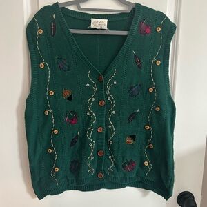 Susan Bristol Emerald Green Knit Top with Embroidered Label